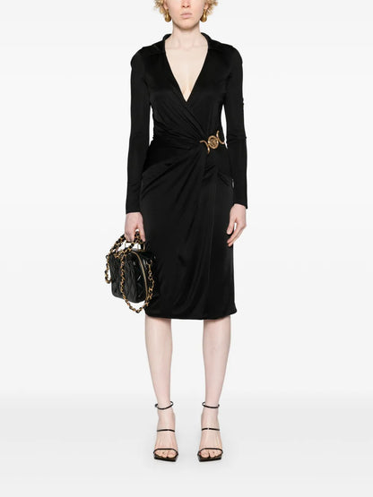 Medusa-Plaque Jersey Midi Dress