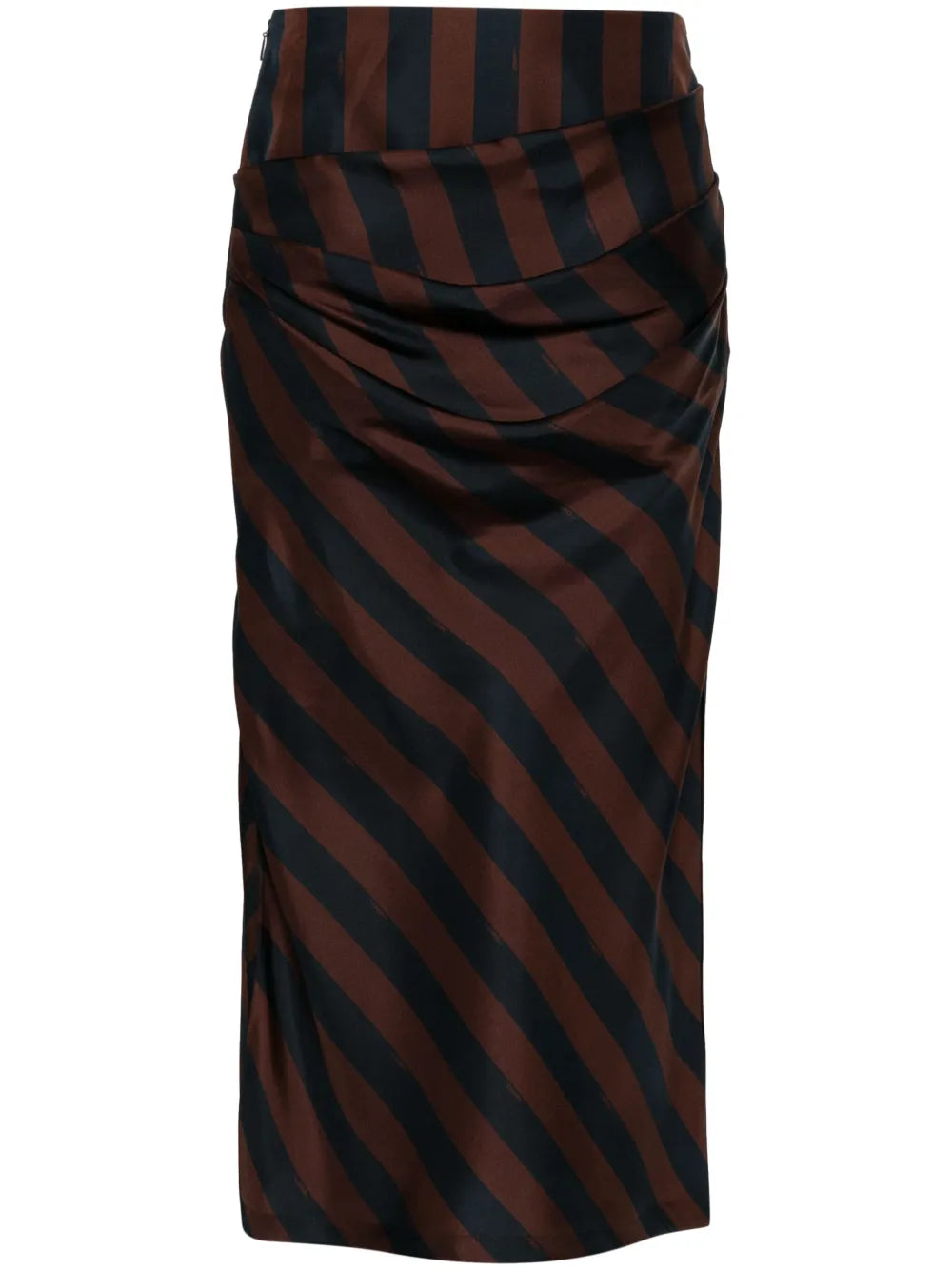 Pequin-Stripe Midi Skirt