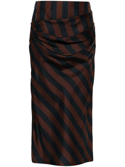 Pequin-Stripe Midi Skirt