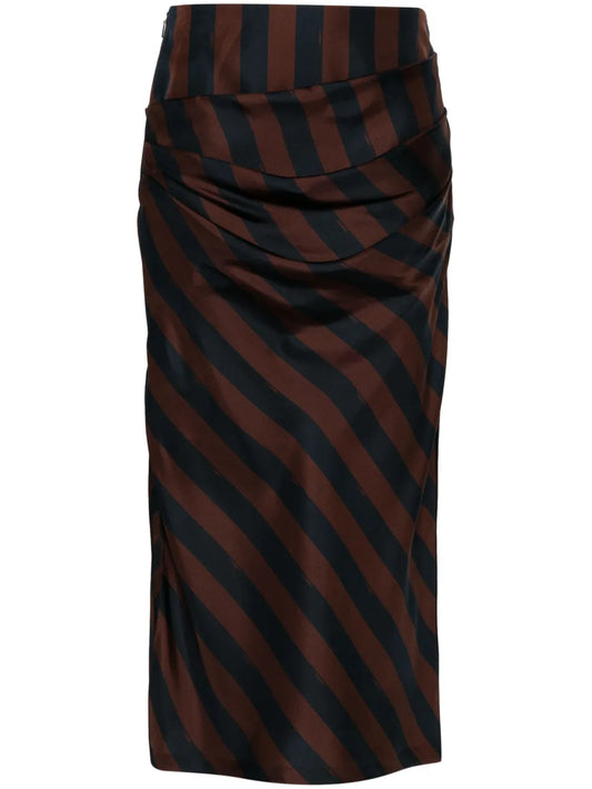 Pequin-Stripe Midi Skirt