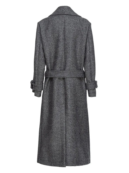 Tie-Fastening Double-Breasted Coat