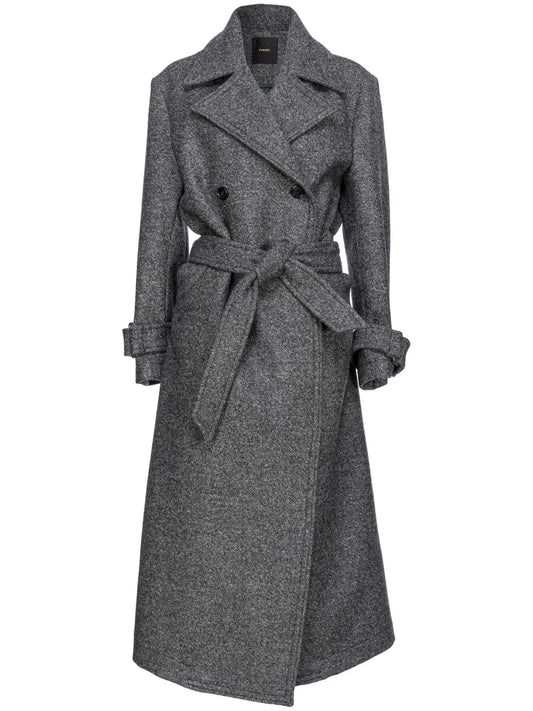 Tie-Fastening Double-Breasted Coat