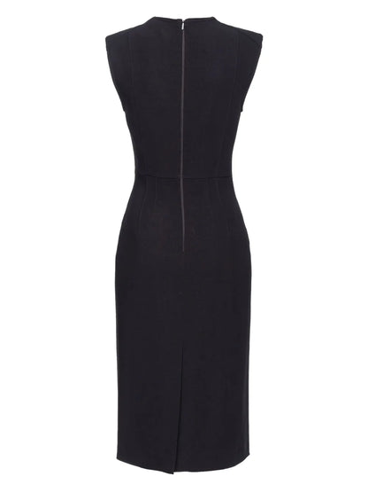 Round-Neck Sleeveless Cady Dress