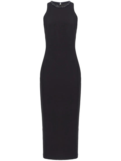 Rhinestone-Embellished Midi Dress