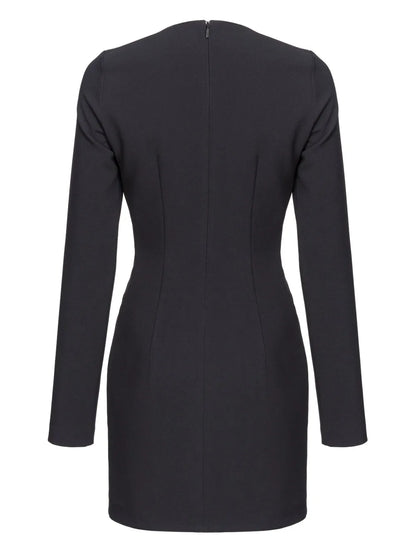Zipped Crepe V-Neck Minidress