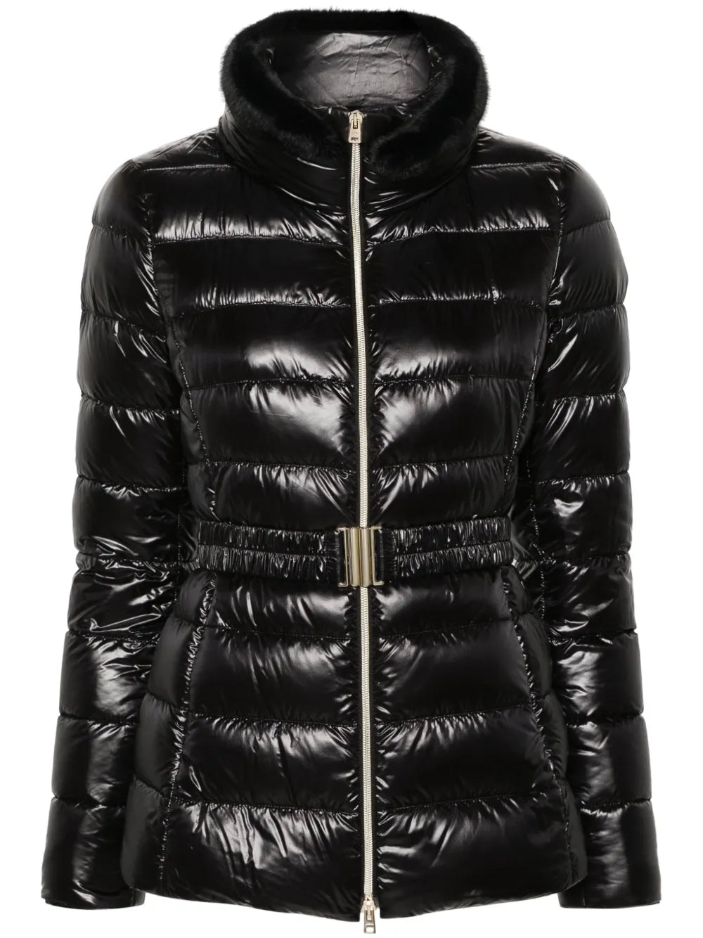 Belted High-Neck Down Jacket