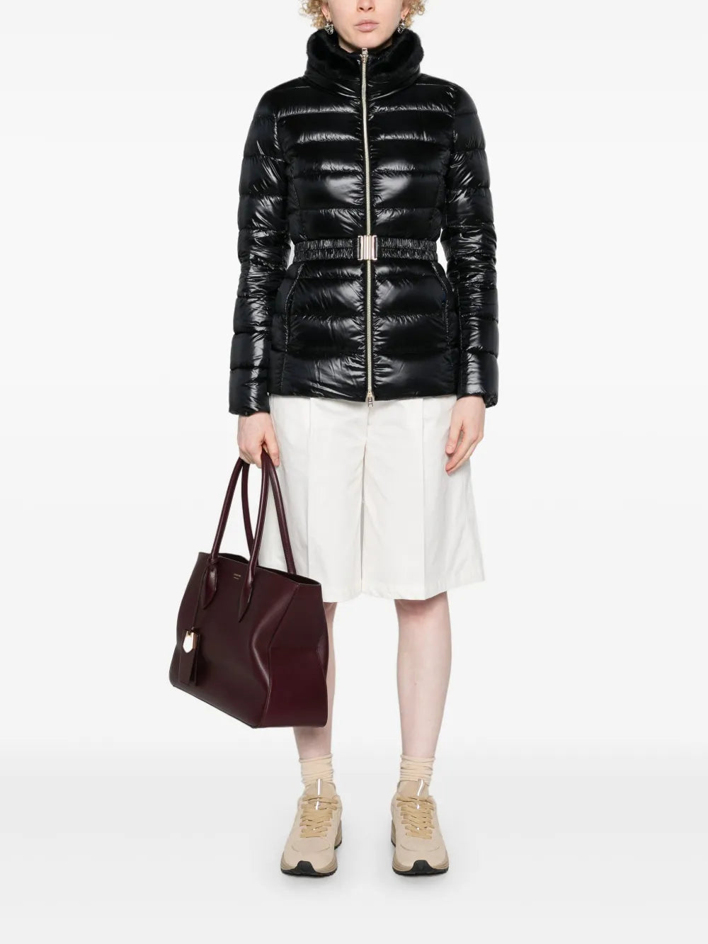 Belted High-Neck Down Jacket