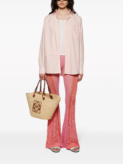 Flared Open-Knit Trousers