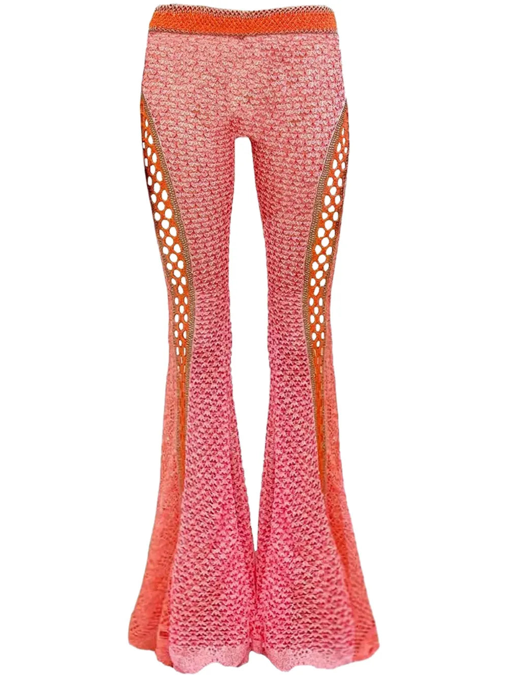 Flared Open-Knit Trousers