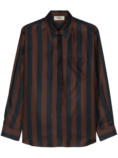 Pequin-Stripe Silk Shirt