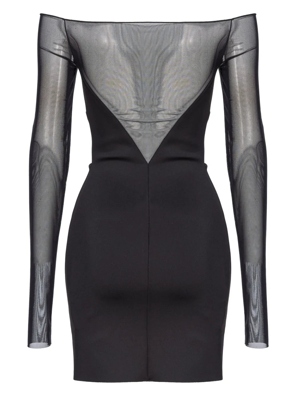 Off-Shoulder Sheer-Panel Minidress