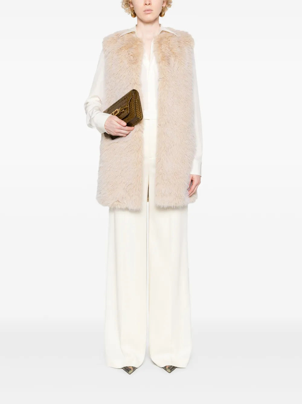 Collarless Faux-Fur Gilet