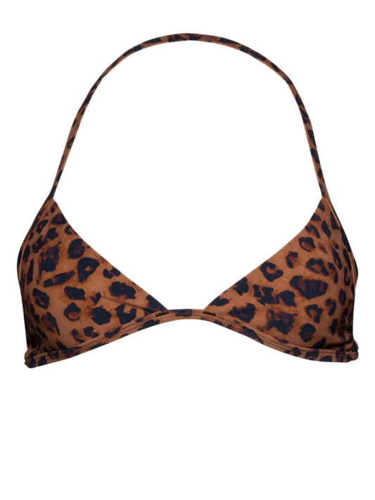 Leopard-Print Triangle Bikini Top