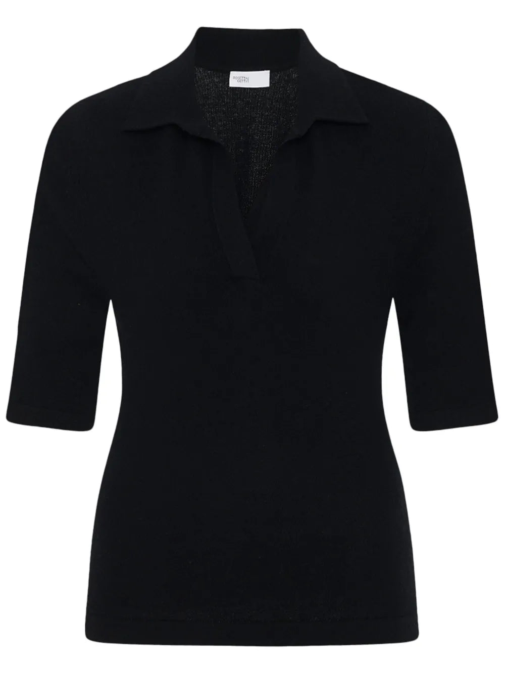 Open-Neck Knitted Polo Top