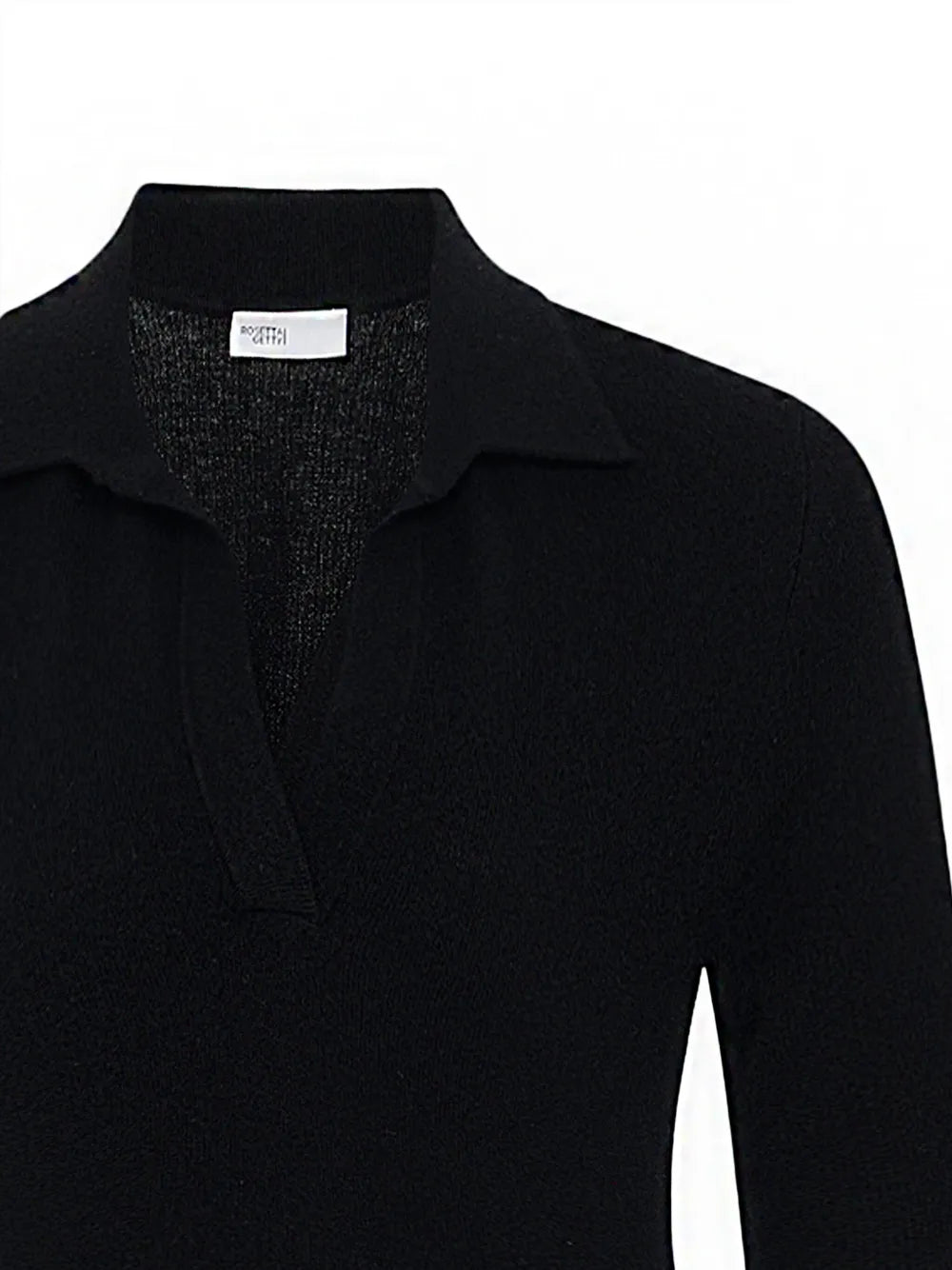 Open-Neck Knitted Polo Top