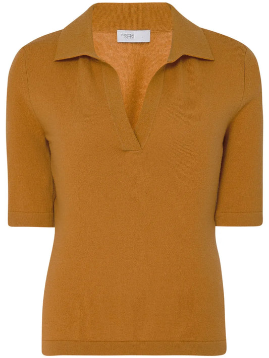 Open-Neck Knit Polo Shirt