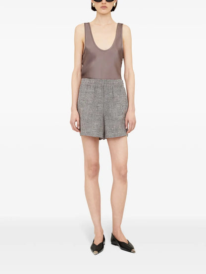 Check-Print Linen Shorts