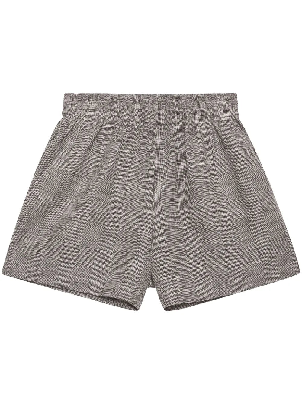 Check-Print Linen Shorts