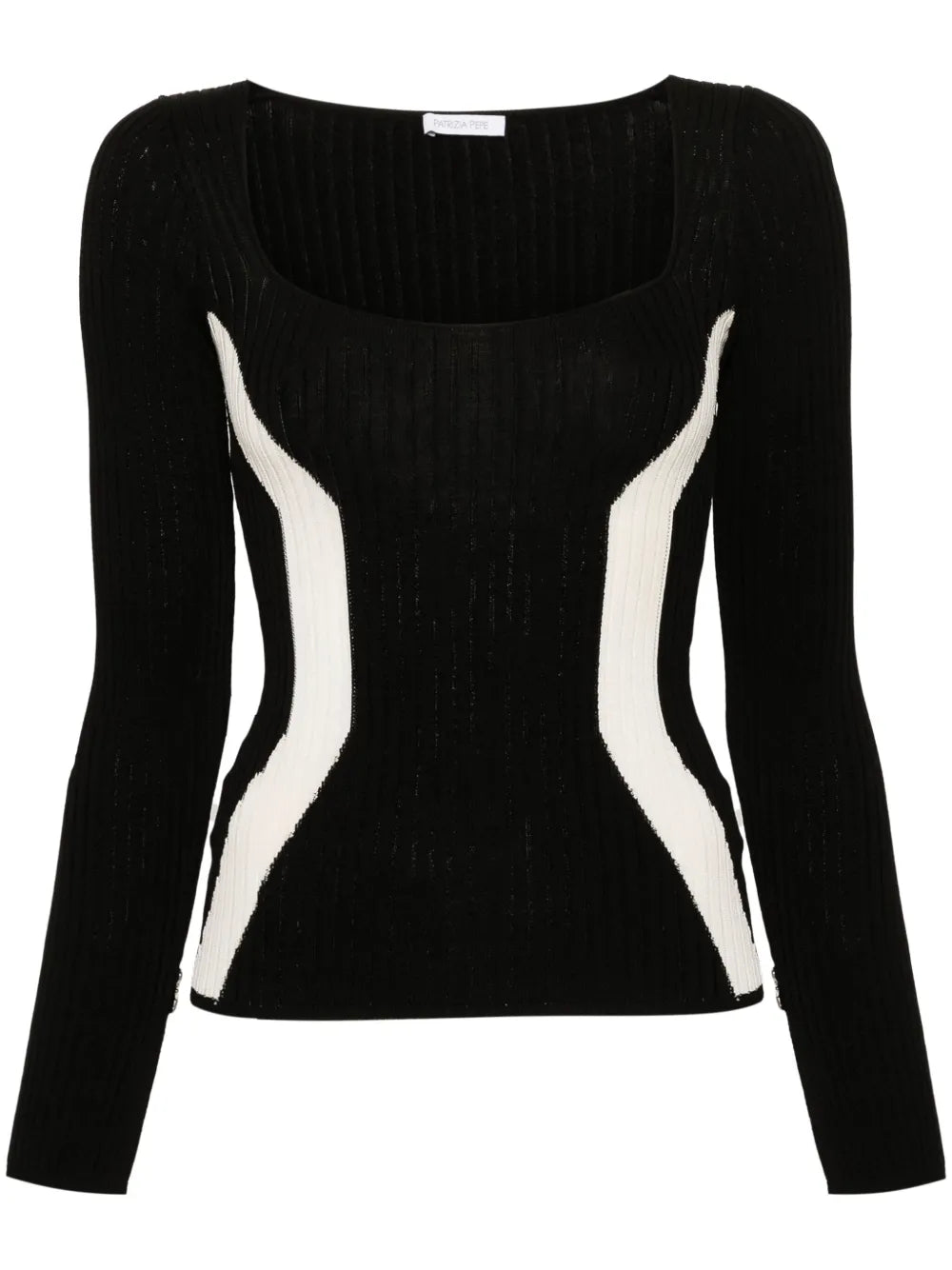 Ribbed Square-Neck Jumper