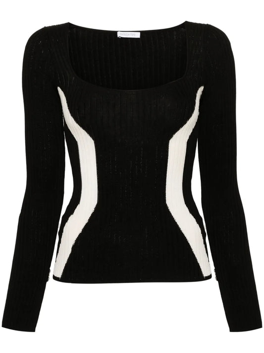 Ribbed Square-Neck Jumper
