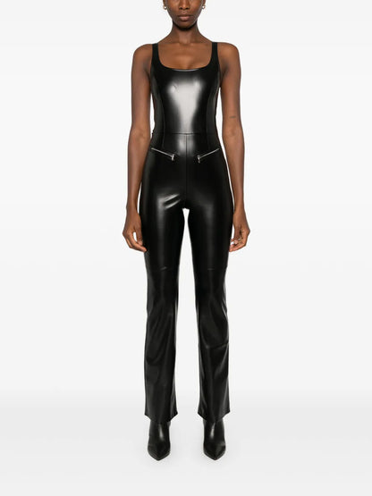 Faux-Leather Jumpsuit
