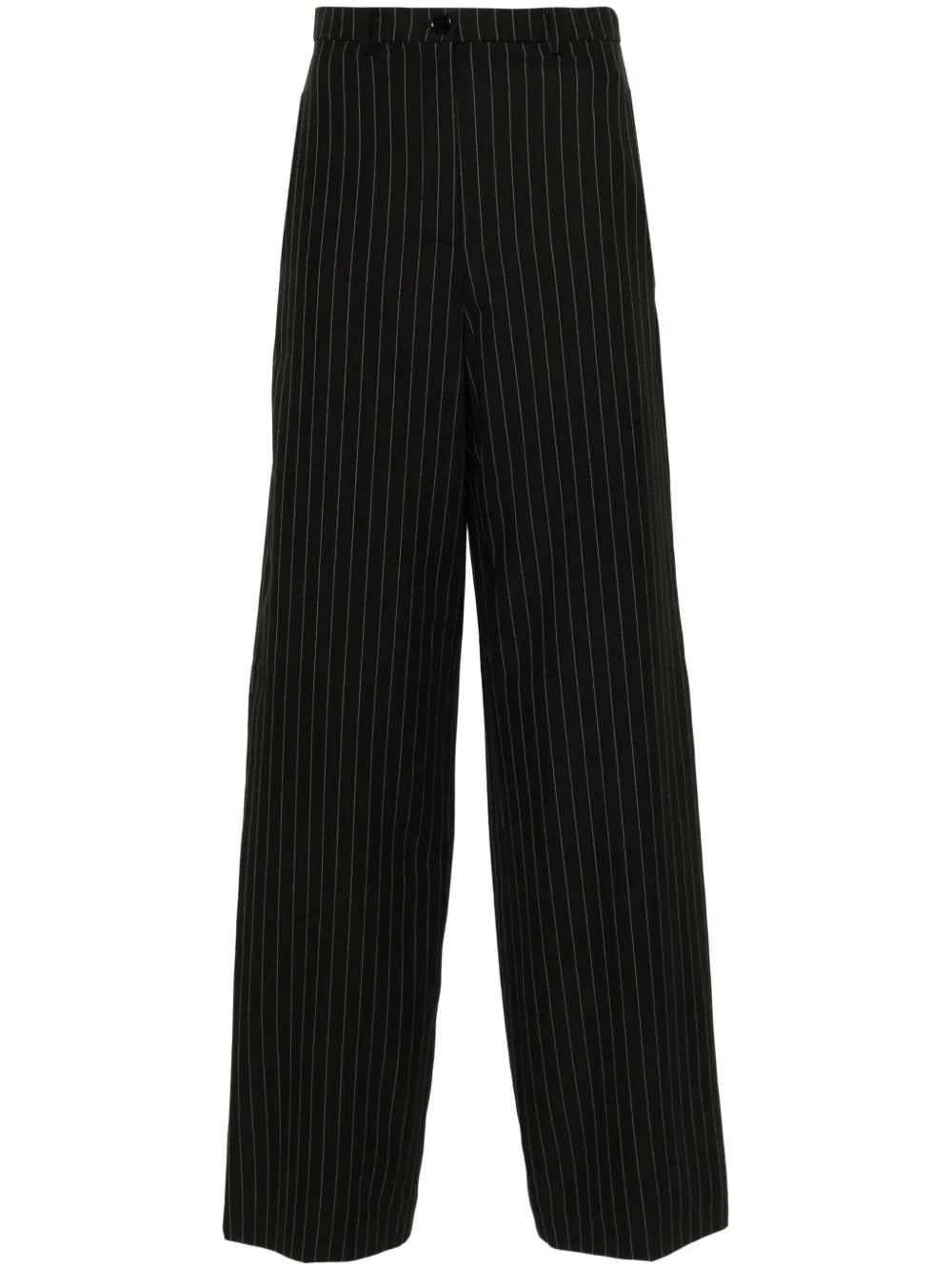 Pinstriped Pleated Straight Trousers