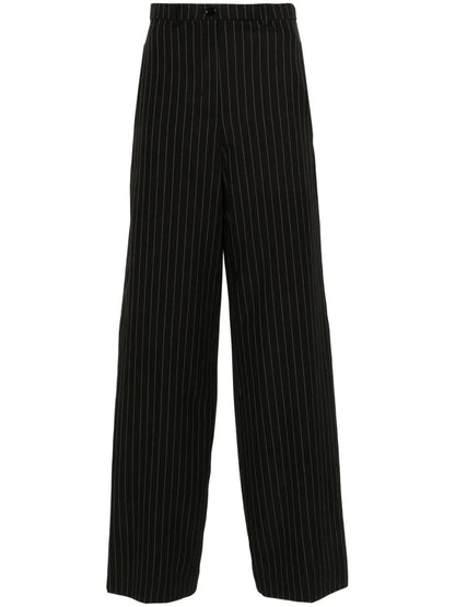 Pinstriped Pleated Straight Trousers