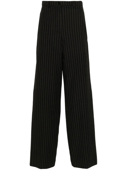 Pinstriped Pleated Straight Trousers