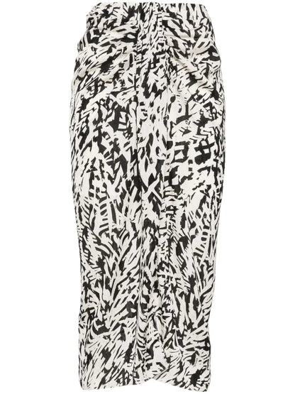 Abstract-Print Crepe Pencil Skirt
