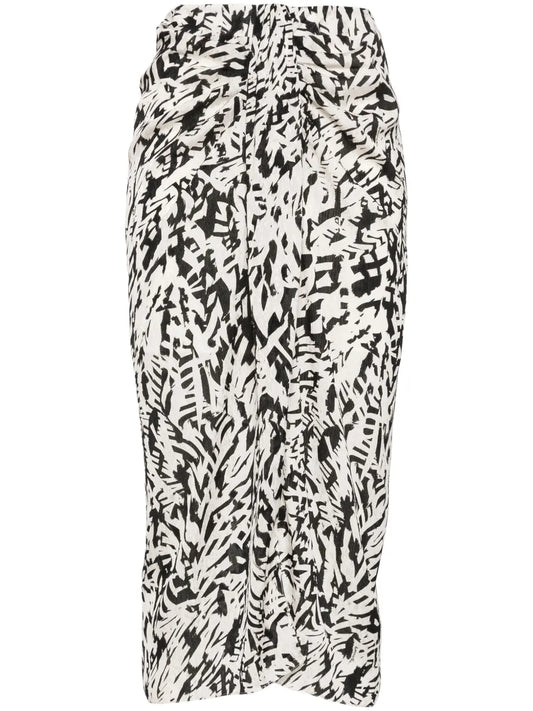 Abstract-Print Crepe Pencil Skirt