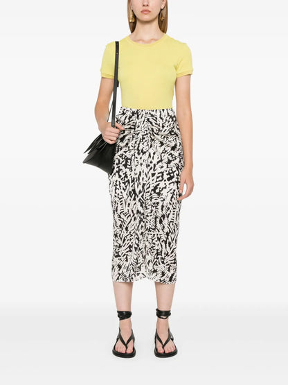 Abstract-Print Crepe Pencil Skirt