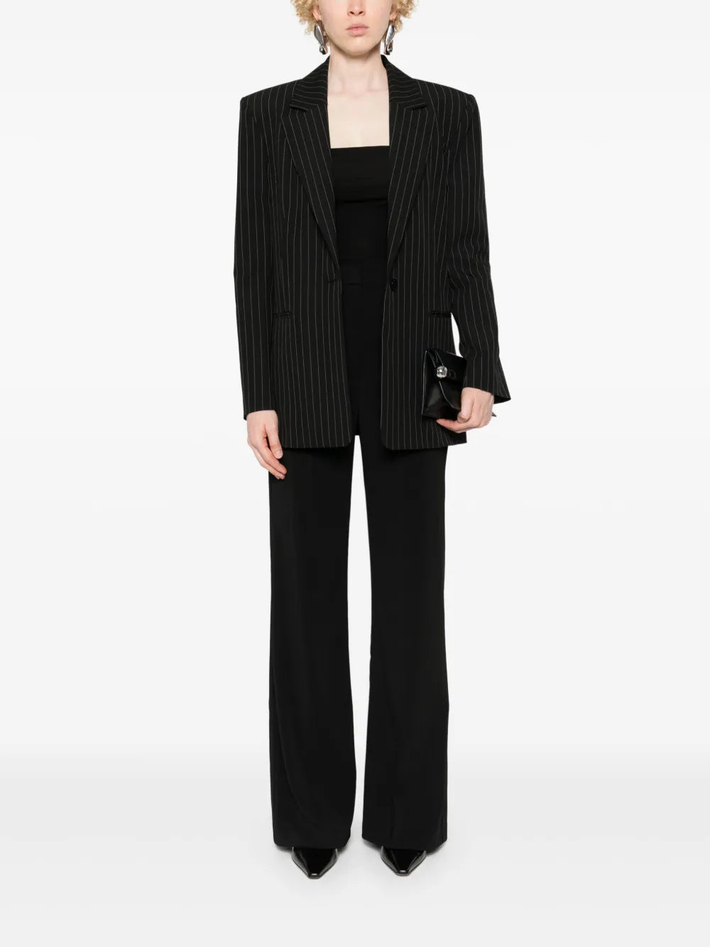 Pinstripe Single-Breasted Blazer