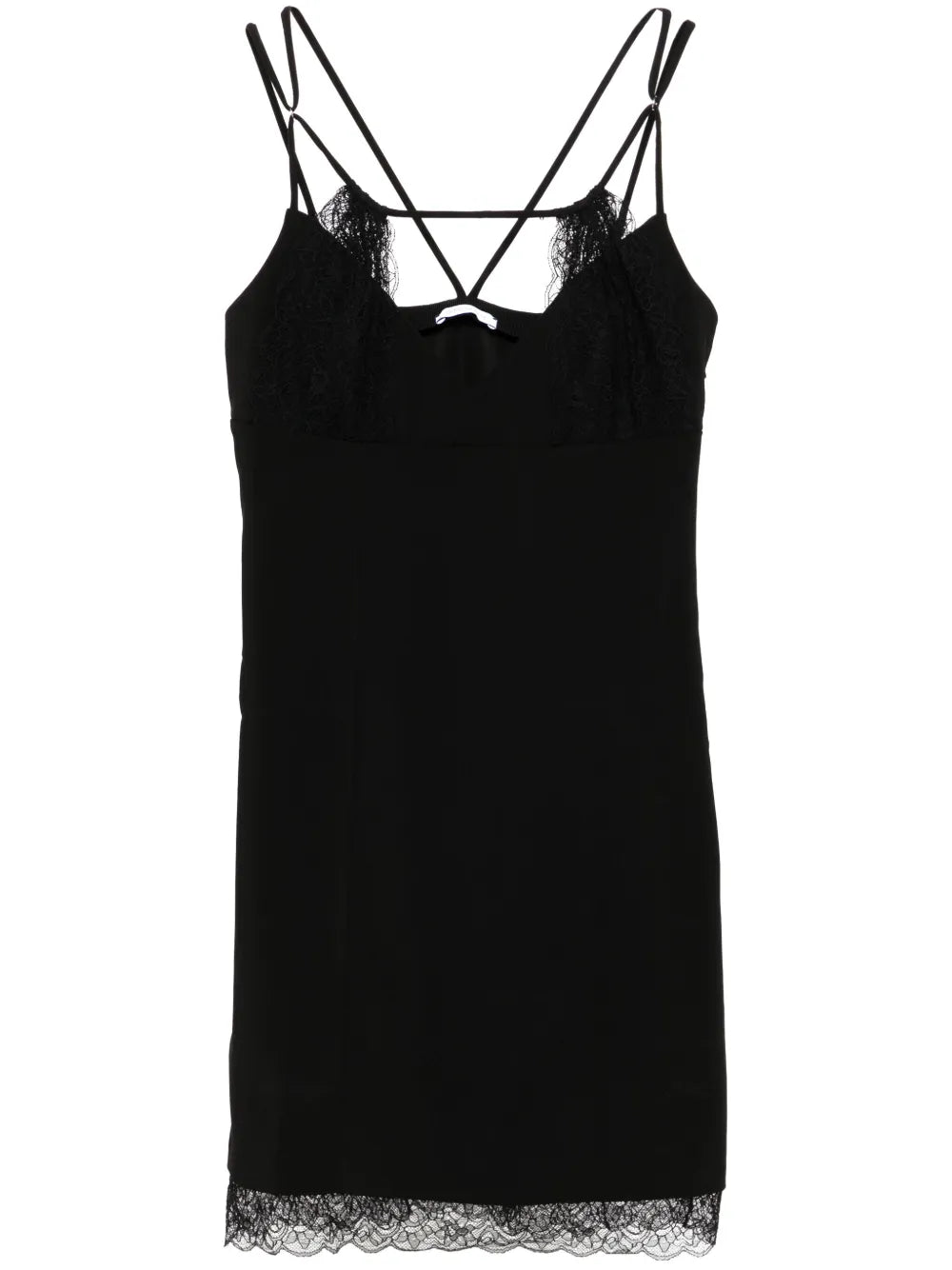 Lace-Detail V-Neck Mini Dress