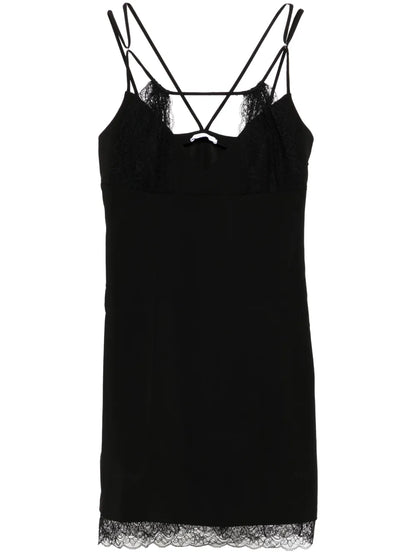 Lace-Detail V-Neck Mini Dress