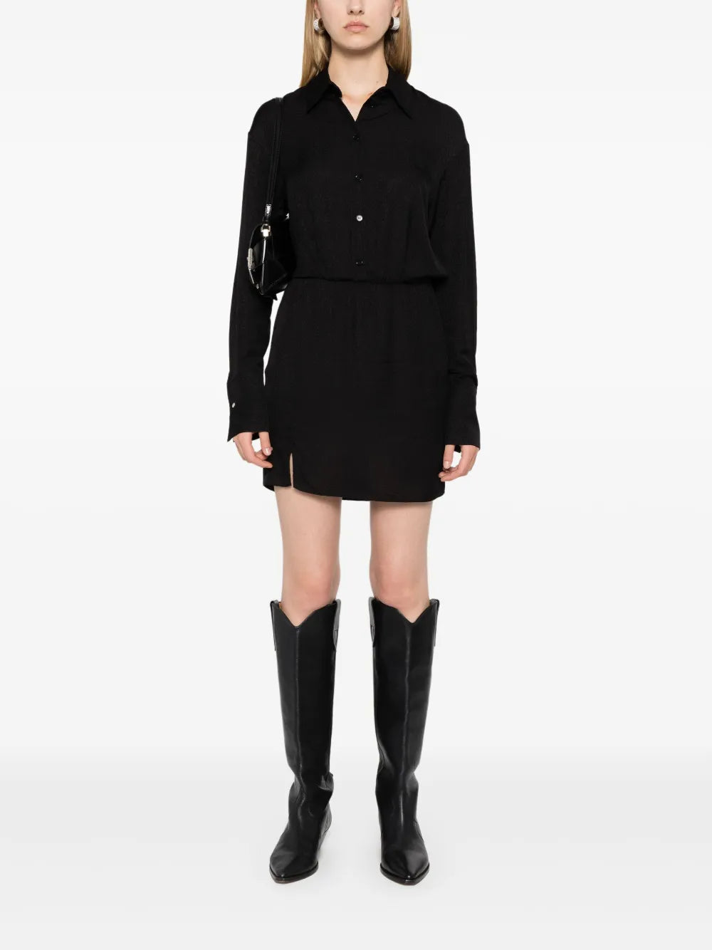 Textured Mini Shirt Dress