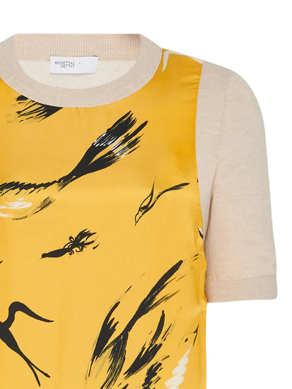 Graphic-Print Fine-Knit Top