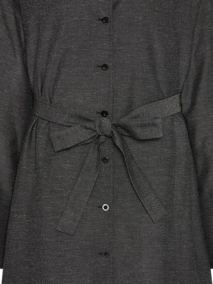 Spread-Collar Belted Trench Coat