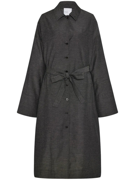 Spread-Collar Belted Trench Coat