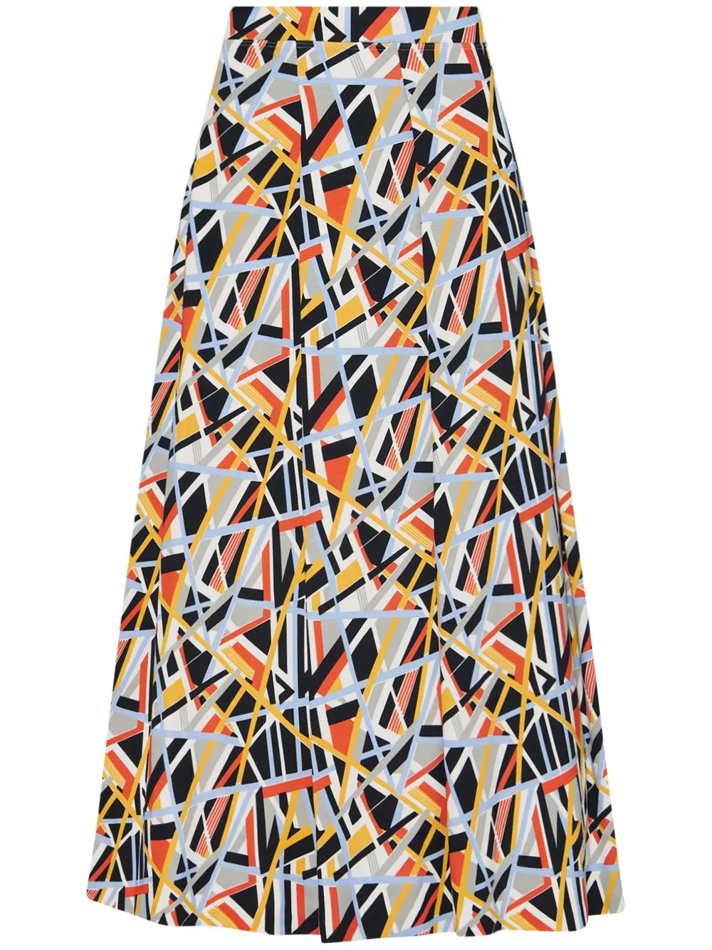 Abstract-Print Pleat-Detail Maxi Skirt