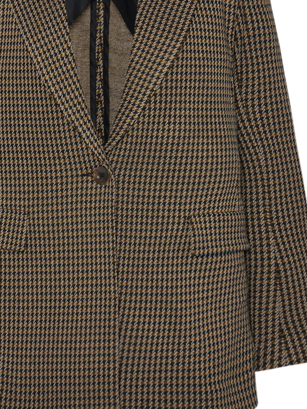 Houndstooth-Pattern Peak-Lapels Blazer
