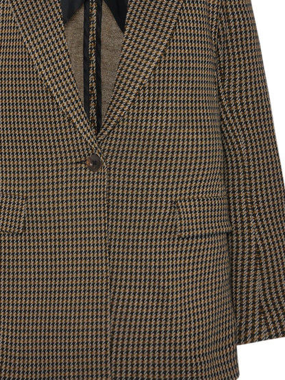 Houndstooth-Pattern Peak-Lapels Blazer