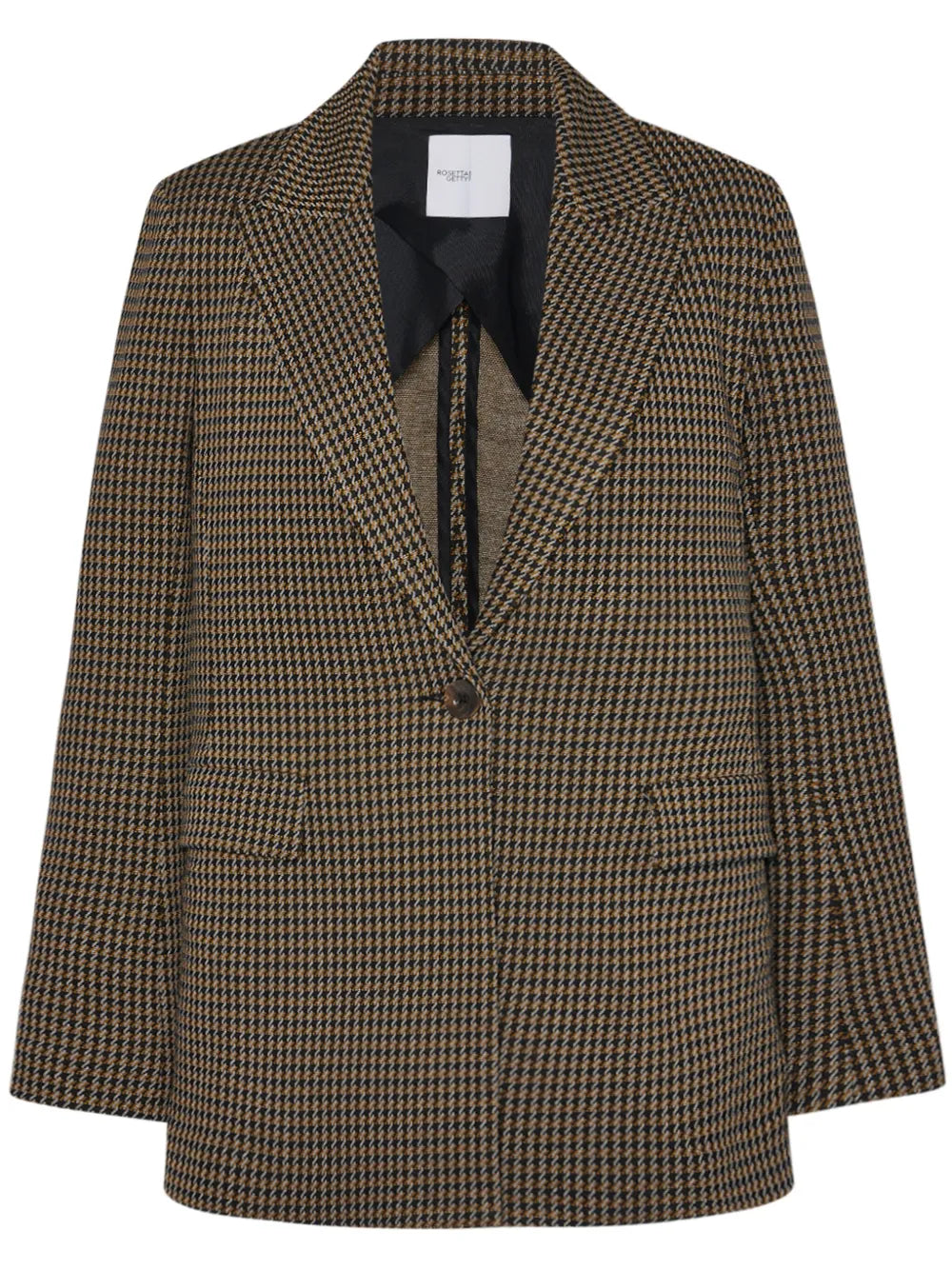 Houndstooth-Pattern Peak-Lapels Blazer