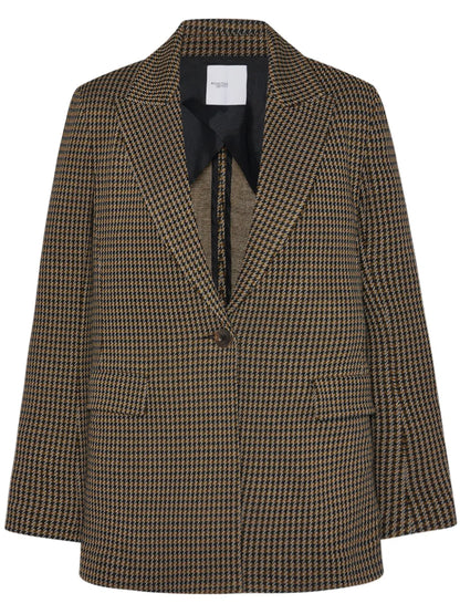 Houndstooth-Pattern Peak-Lapels Blazer