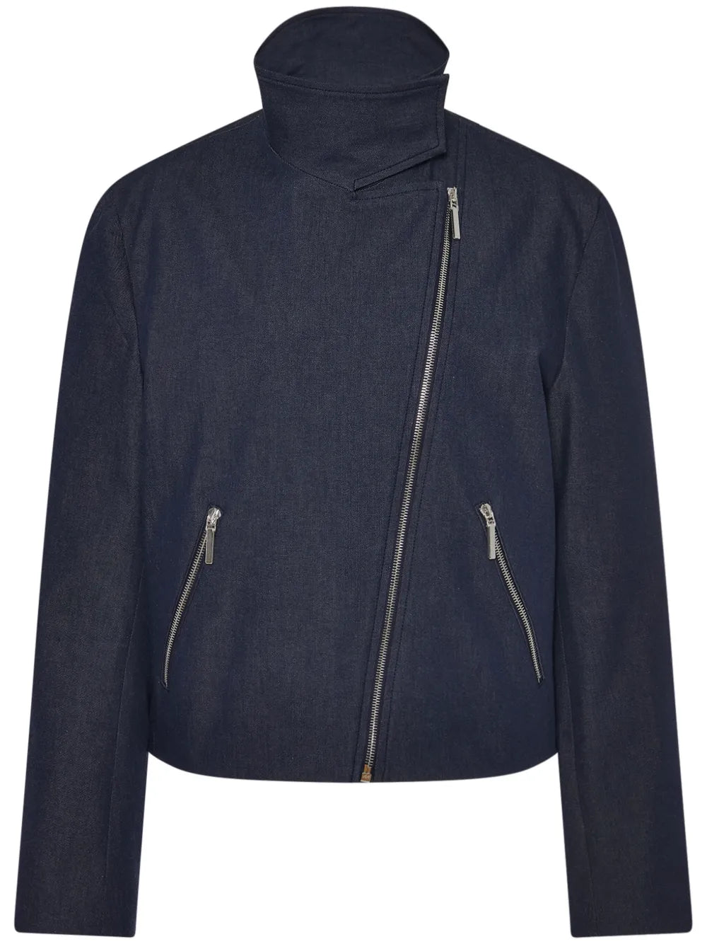 Funnel-Neck Twill-Weave Jacket
