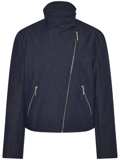 Funnel-Neck Twill-Weave Jacket