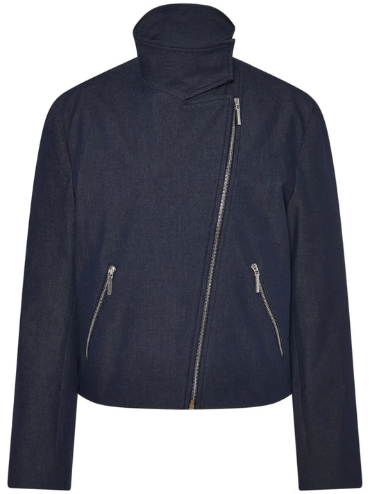 Funnel-Neck Twill-Weave Jacket