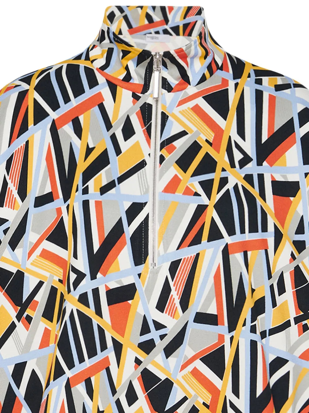 Abstract-Print Mock-Neck Polo Shirt