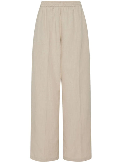Elasticated-Waist Wide-Leg Trousers