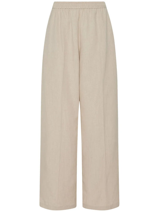 Elasticated-Waist Wide-Leg Trousers
