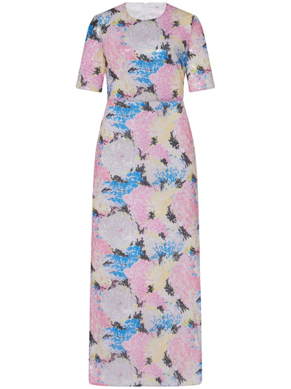Floral-Motif Sequinned Maxi Dress